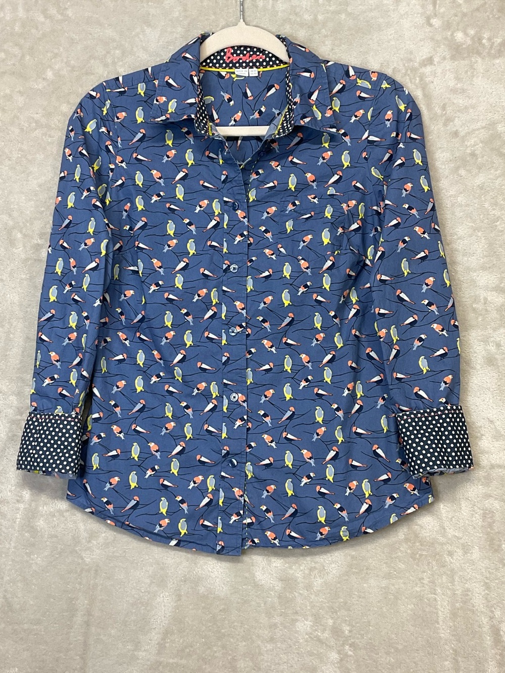 Boden Bird Print Button Down Shirt Womens Sz 4